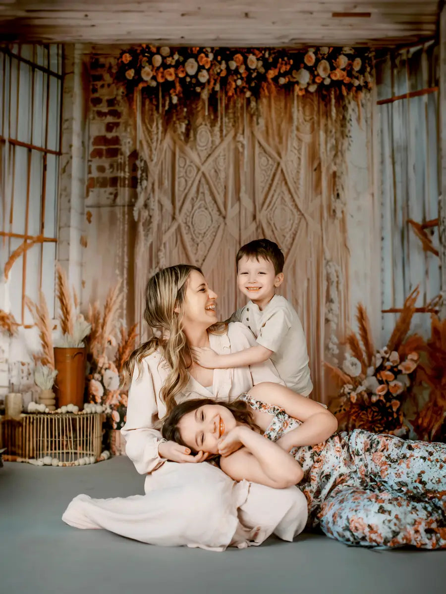 Kate Boho Flower Curtains Backdrop Designed by Laura Bybee - Kate Backdrop AU