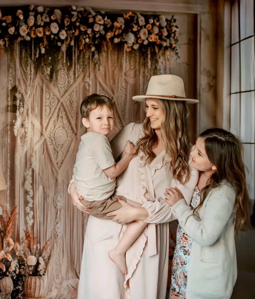 Kate Boho Flower Curtains Backdrop Designed by Laura Bybee - Kate Backdrop AU