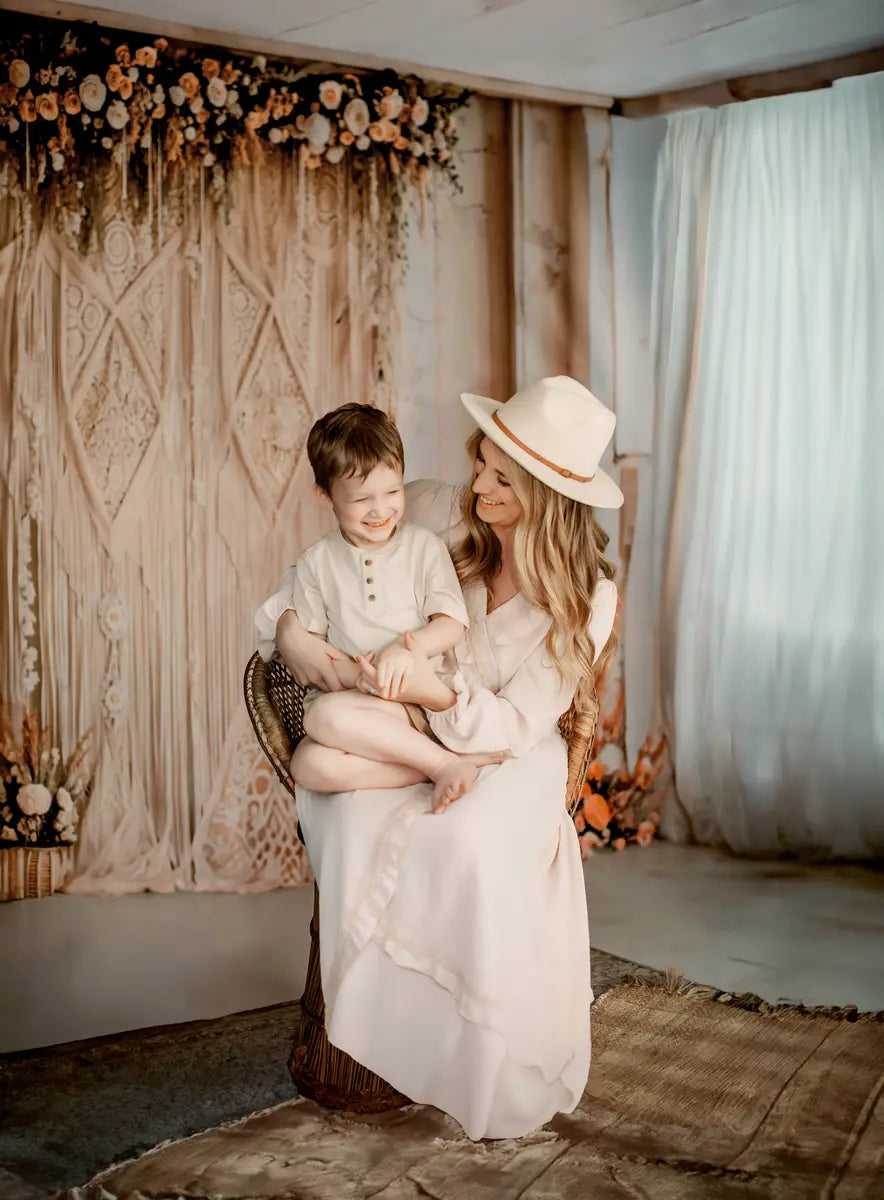 Kate Boho Flower Curtains Backdrop Designed by Laura Bybee - Kate Backdrop AU