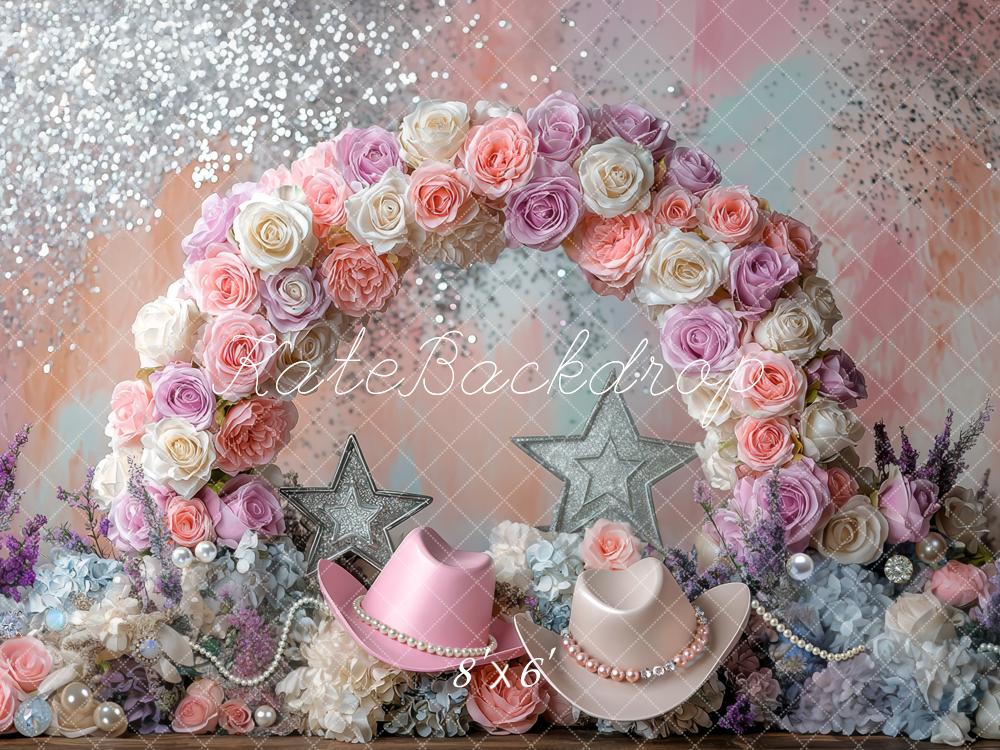 Kate Flower Arch Glitter Hats Backdrop Designed by Mini MakeBelieve - Kate Backdrop AU