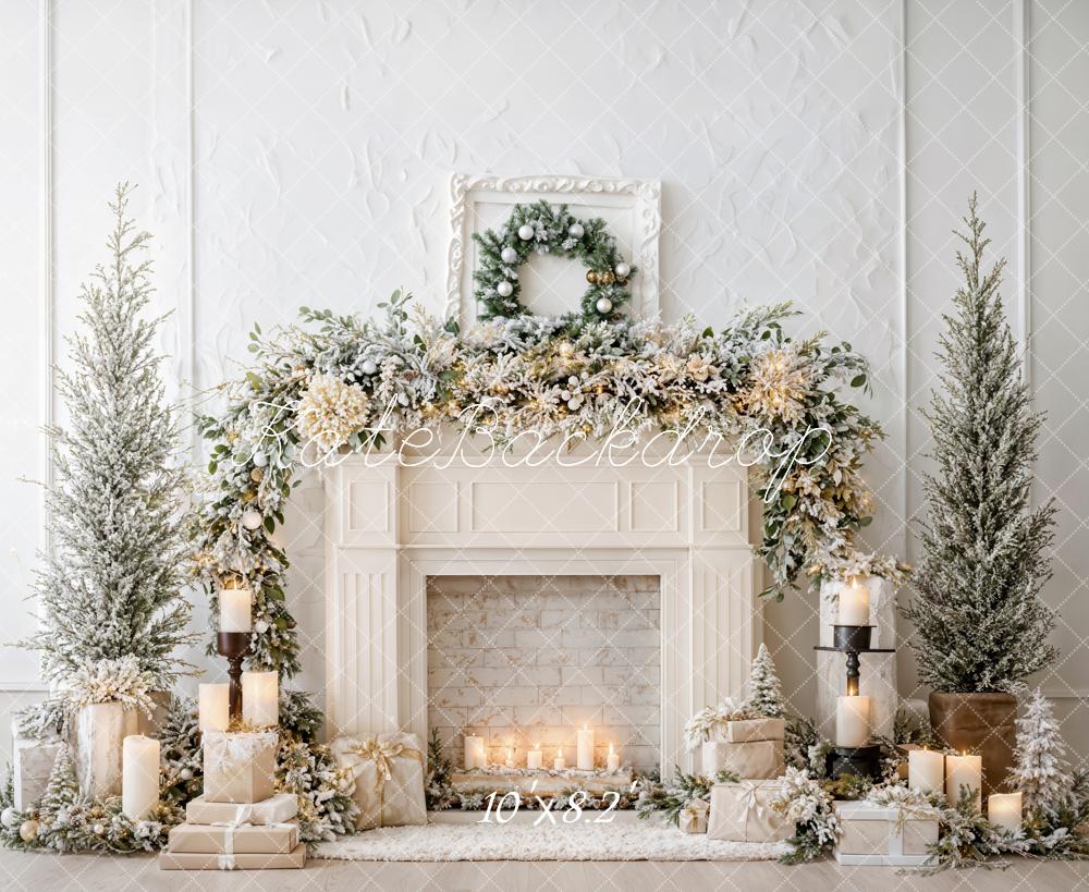 Kate Christmas Fireplace Garland Backdrop Designed by Emetselch - Kate Backdrop AU