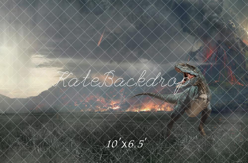 Kate Dinosaur Volcano Fiery Sky Backdrop Designed by Rose Abbas