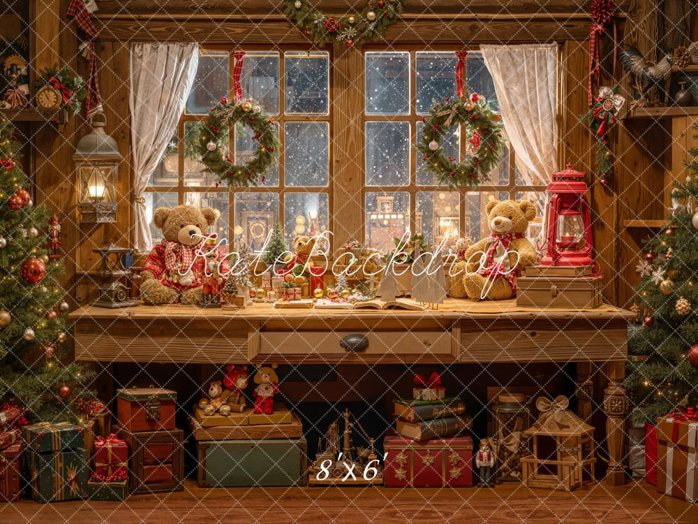 Kate Christmas Teddy Bears Wooden Desk Backdrop Designed by Emetselch - Kate Backdrop AU