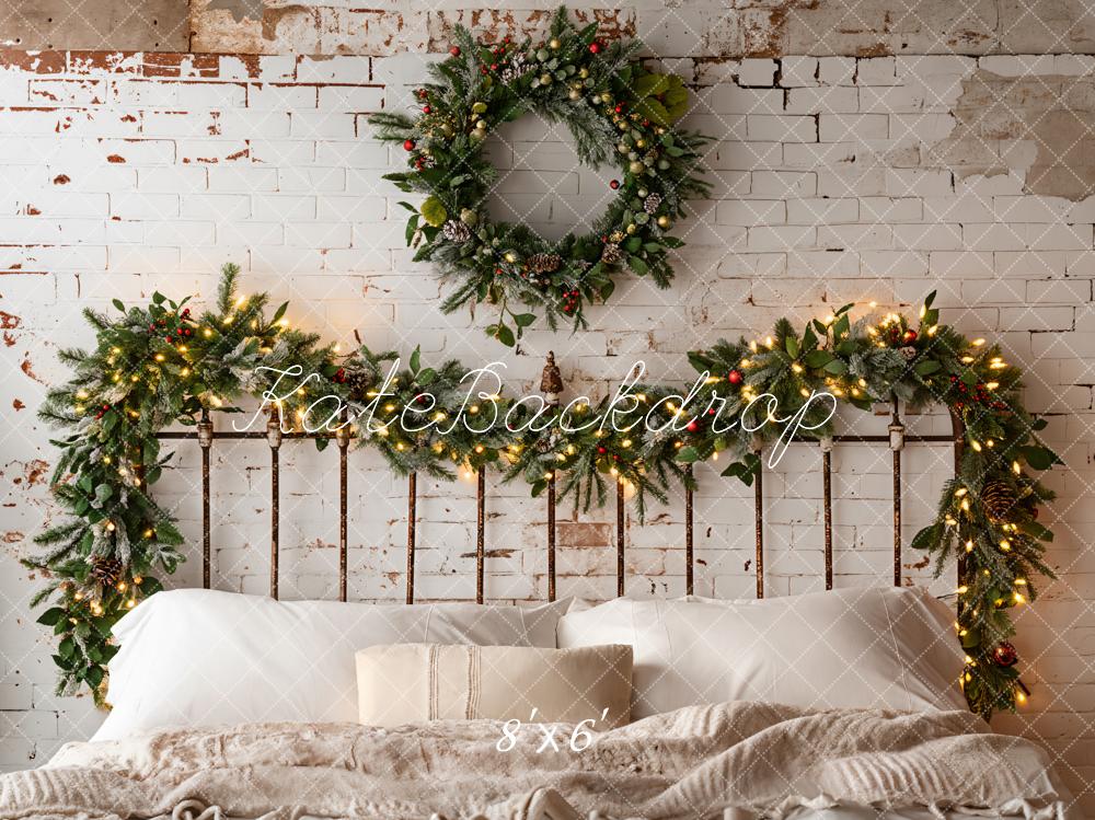 Kate Christmas Headboard Brick Wall Backdrop Designed by Emetselch - Kate Backdrop AU