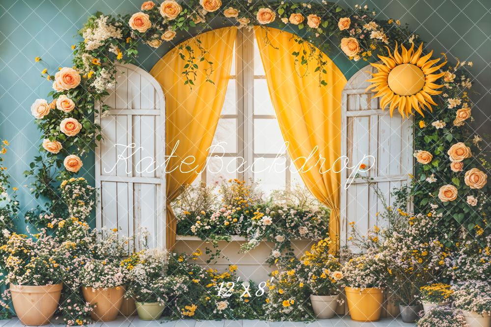 Kate Flower Arch Window Spring Fleece Backdrop Designed by Emetselch