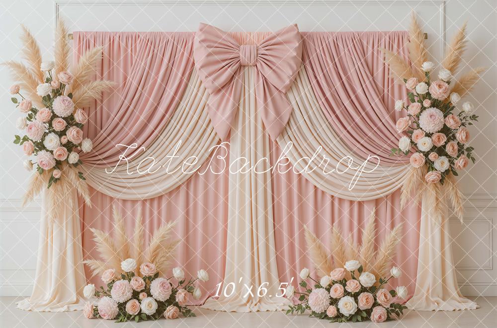 Kate Pink Bow Drapes Spring Backdrop Designed by Mini MakeBelieve - Kate Backdrop AU
