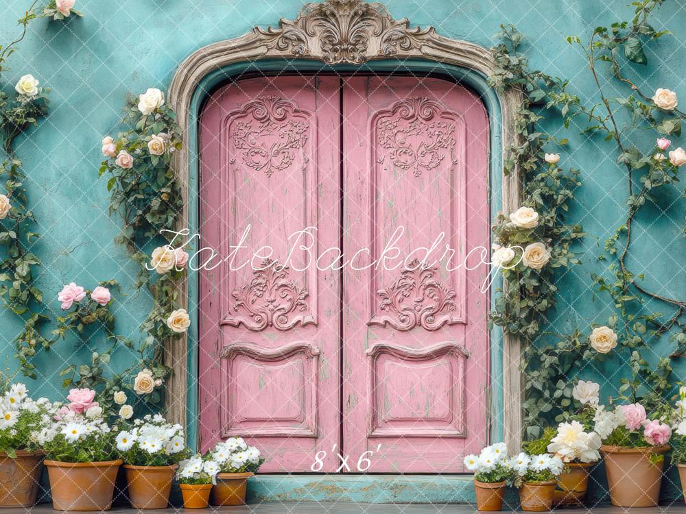 Kate Pink Vintage Door Spring Backdrop Designed by Mini MakeBelieve - Kate Backdrop AU