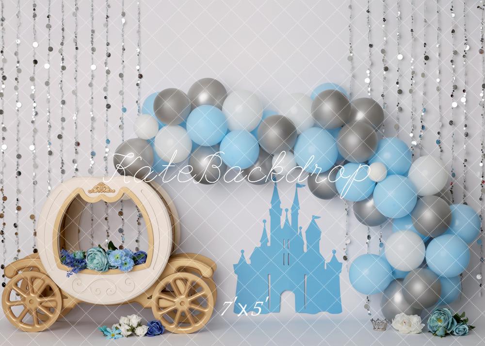 Kate Carriage Blue Castle Balloons Backdrop Designed by Melissa King