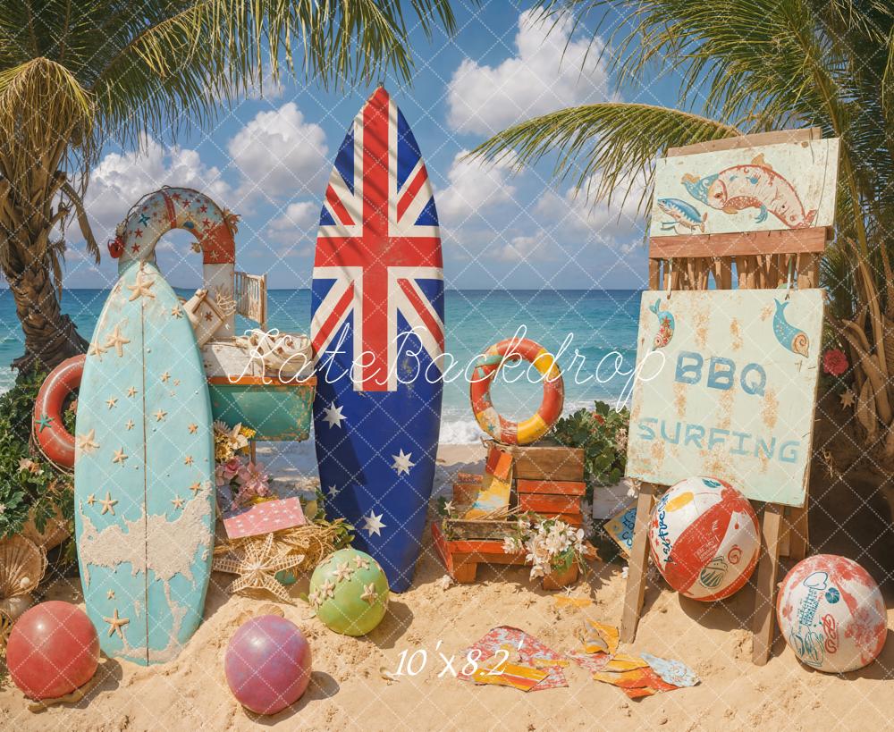 Kate Summer Surfboards BBQ Beach Backdrop Designed by Emetselch