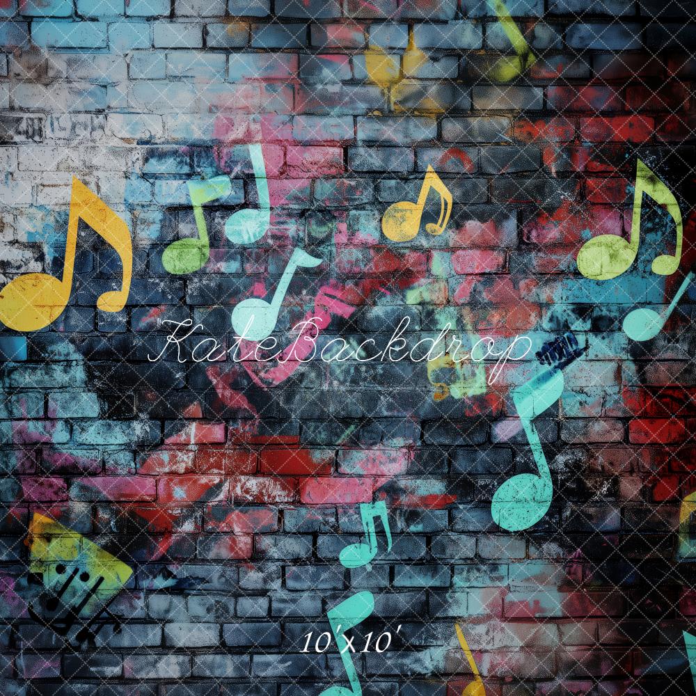 Kate Graffiti Brick Wall Music Backdrop Designed by Patty Roberts - Kate Backdrop AU