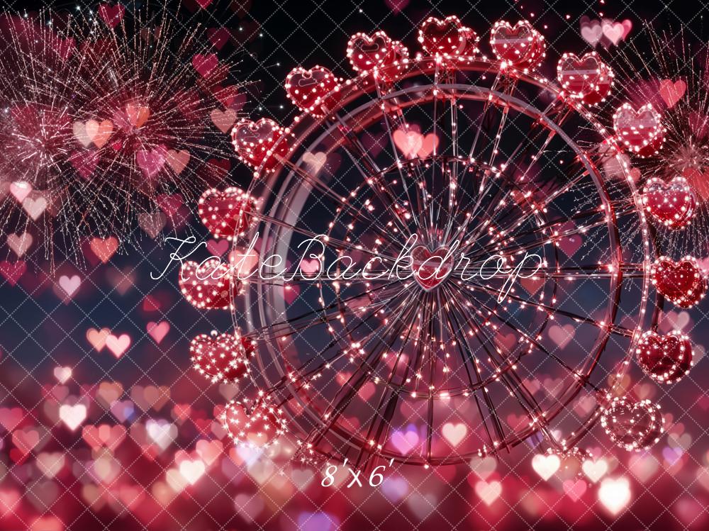 Kate Ferris Wheel Heart Fireworks Bokeh Backdrop Designed by Emetselch