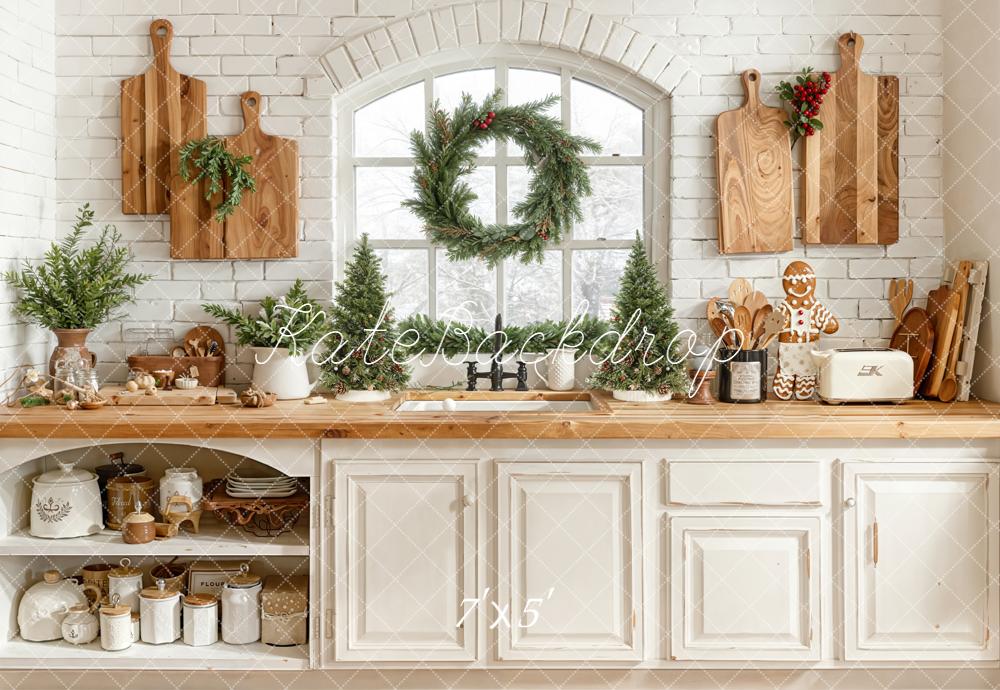 Kate Christmas Kitchen Wreath Cutting Boards Backdrop Designed by Emetselch