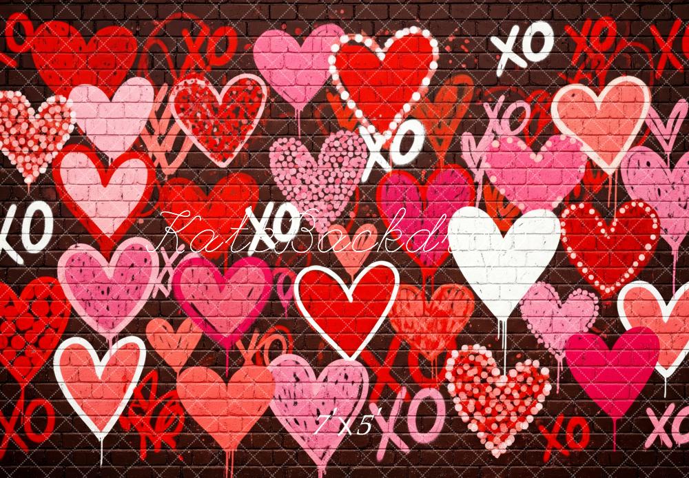 Kate Valentines Hearts Graffiti Wall Backdrop Designed by Patty Roberts