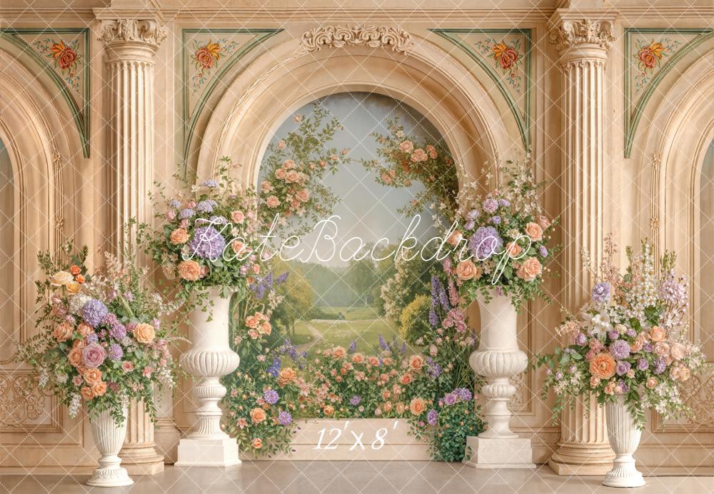 Kate Flower Arch Classical Columns Backdrop Designed by Emetselch