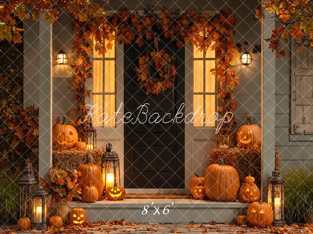 Kate Halloween Pumpkins Porch Backdrop Designed by Emetselch