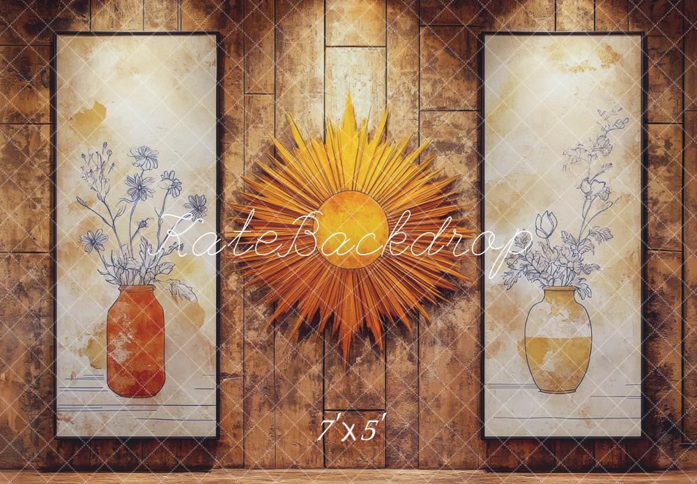 Kate Sunburst Floral Vase Wood Backdrop Designed by Mini MakeBelieve - Kate Backdrop AU