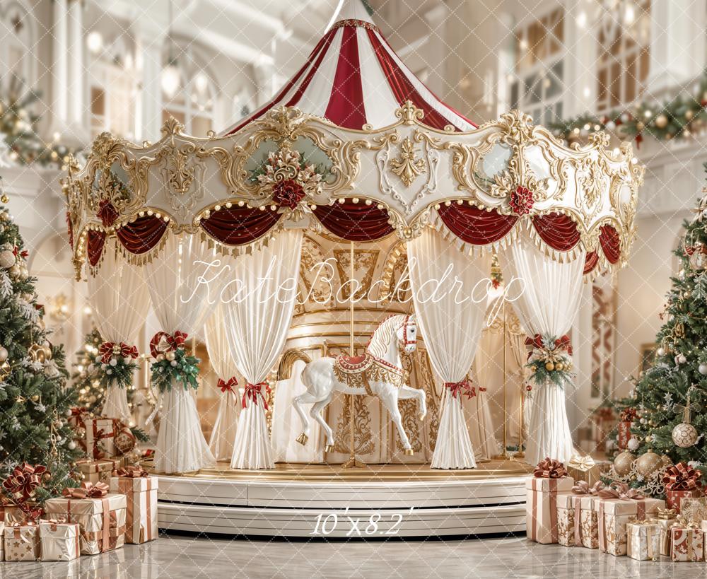Kate Christmas Carousel Horse Backdrop Designed by Emetselch