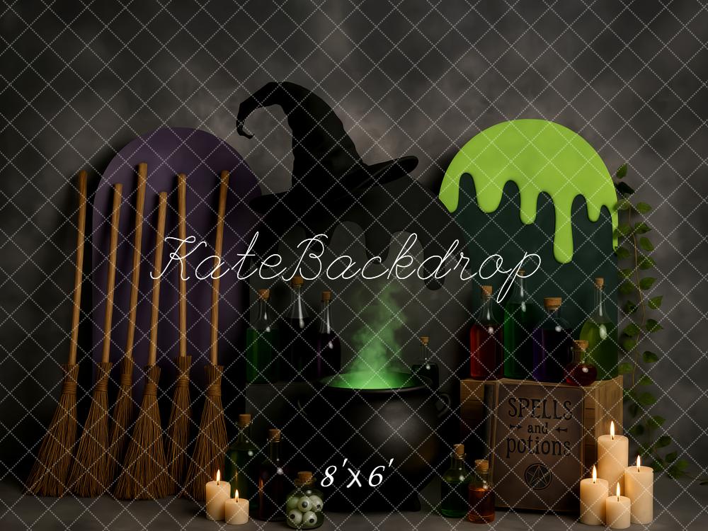 Kate Halloween Witch Hat Brooms Potions Candles Backdrop Designed by Patty Roberts - Kate Backdrop AU