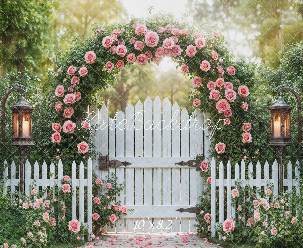 Kate Flower Arch White Gate Fleece Backdrop Designed by Emetselch