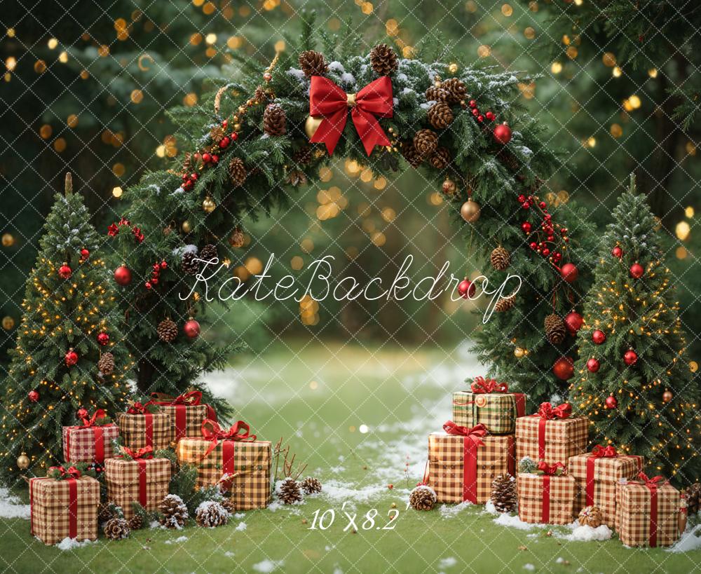 Kate Christmas Arch Presents Trees Backdrop Designed by Emetselch - Kate Backdrop AU
