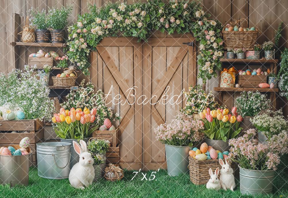 Kate Easter Bunny Wooden Door Backdrop Designed by Emetselch