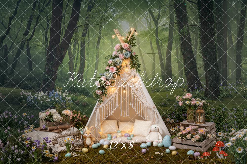 Kate Easter Bunny Forest Teepee Backdrop Designed by Emetselch
