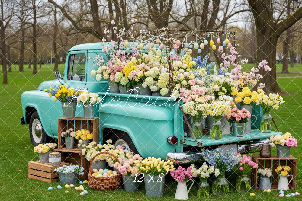 Kate Easter Truck Flowers Eggs Backdrop Designed by Patty Roberts