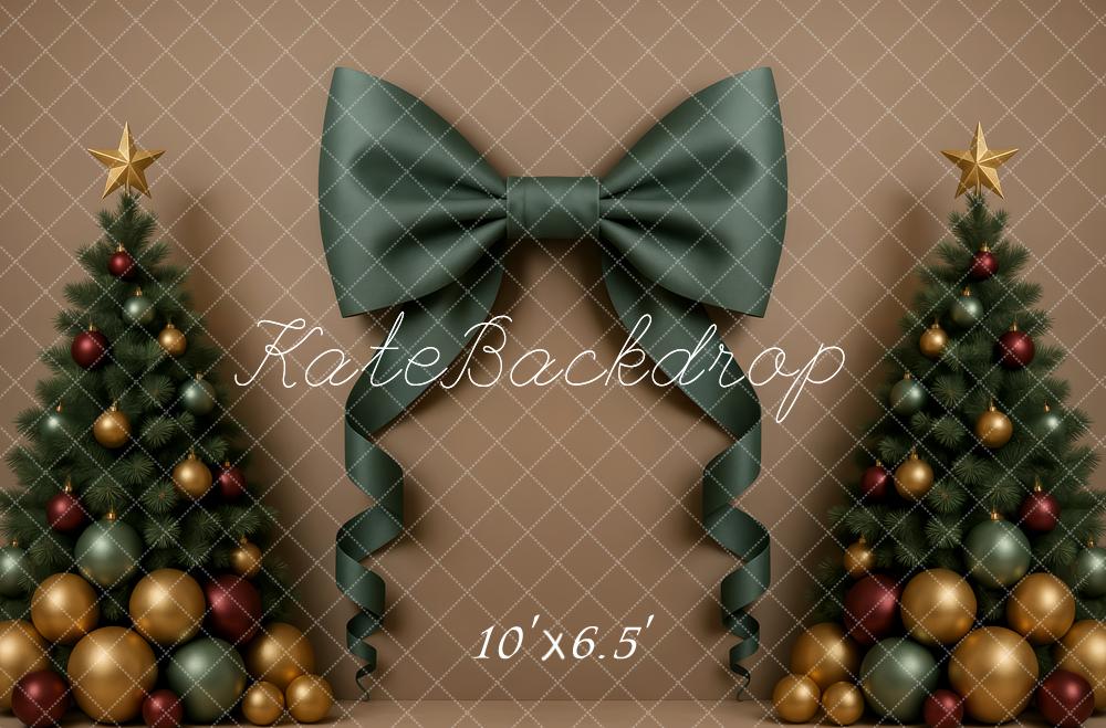 Kate Christmas Trees Green Bow Backdrop Designed by Patty Roberts