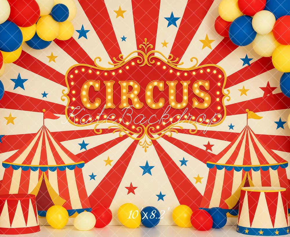 Kate Circus Red White Tents Balloons Backdrop Designed by Patty Roberts