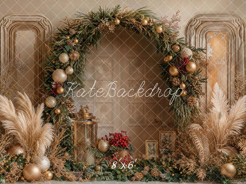 Kate Christmas Arch Pampas Grass Backdrop Designed by Emetselch - Kate Backdrop AU