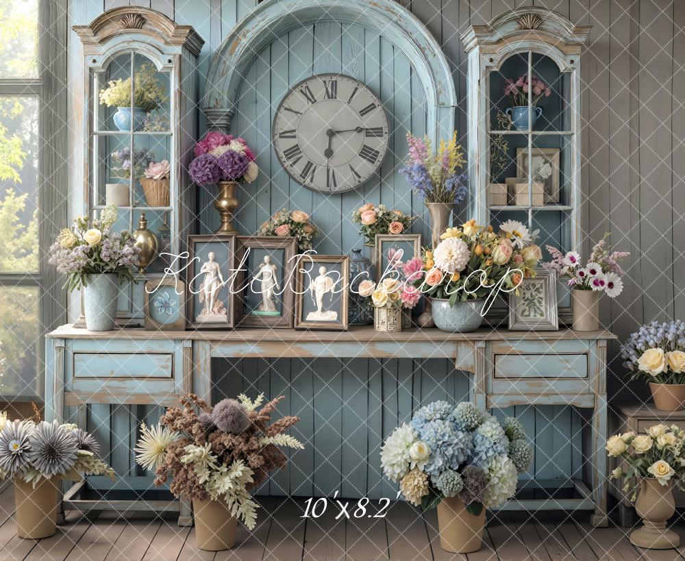 Kate Vintage Cabinet Clock Floral Backdrop Designed by Mini MakeBelieve