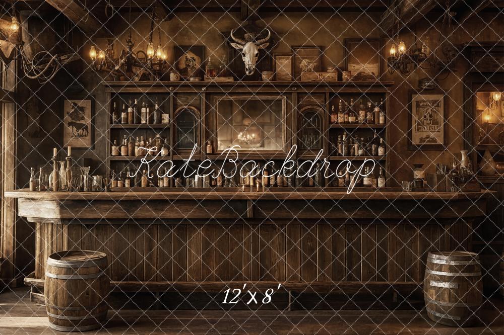Kate Western Saloon Bar Counter Vintage Backdrop Designed by Emetselch