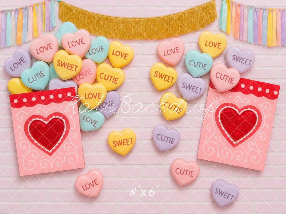 Kate Valentine Heart Candy Pink Backdrop Designed by Mini MakeBelieve