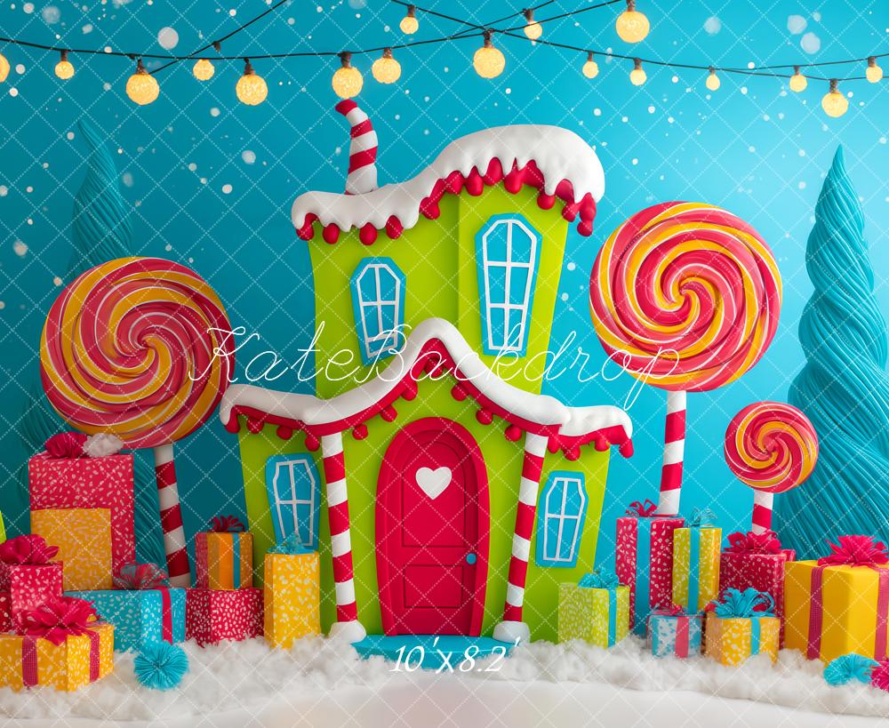 Kate Christmas Candy House Lollipops Backdrop Designed by Patty Roberts