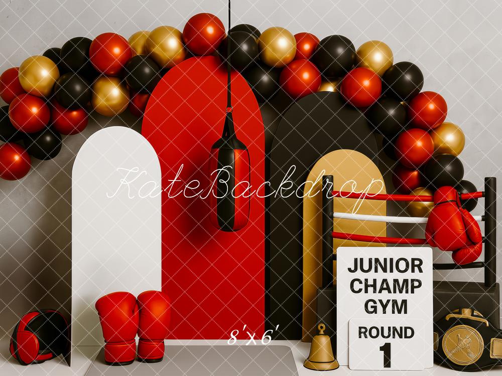 Kate Boxing Gym Gloves Ring Balloons Backdrop Designed by Patty Roberts - Kate Backdrop AU
