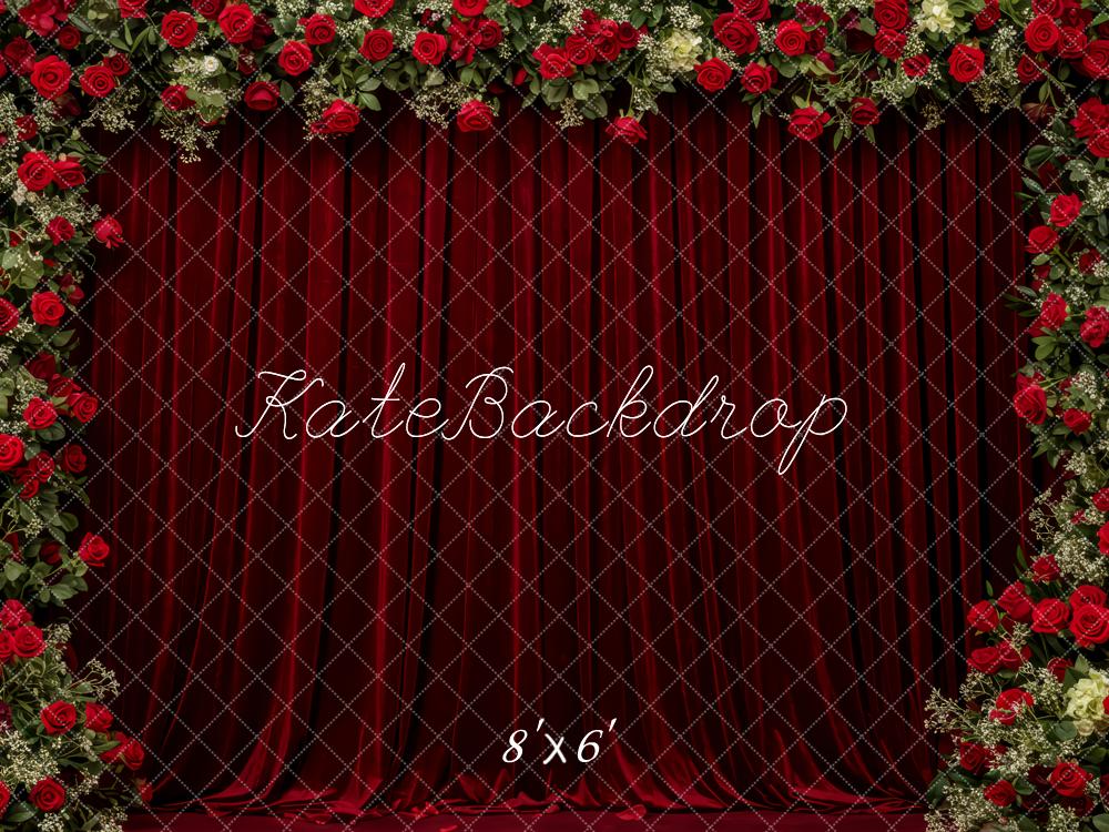 Kate Red Curtain Flower Fleece Backdrop Designed by Patty Roberts