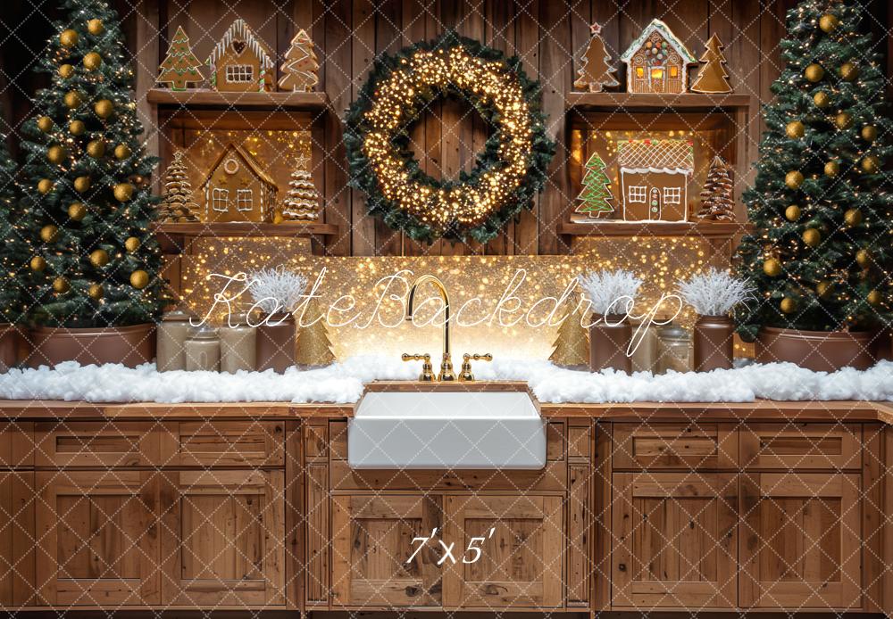 Kate Christmas Gingerbread Wreath Kitchen Backdrop Designed by Mini MakeBelieve