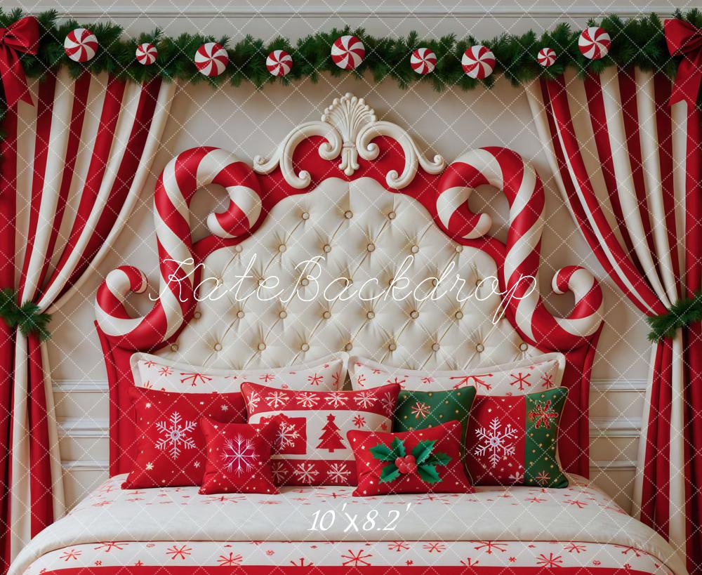 Kate Christmas Striped Curtains Headboard Backdrop Designed by Mini MakeBelieve - Kate Backdrop AU