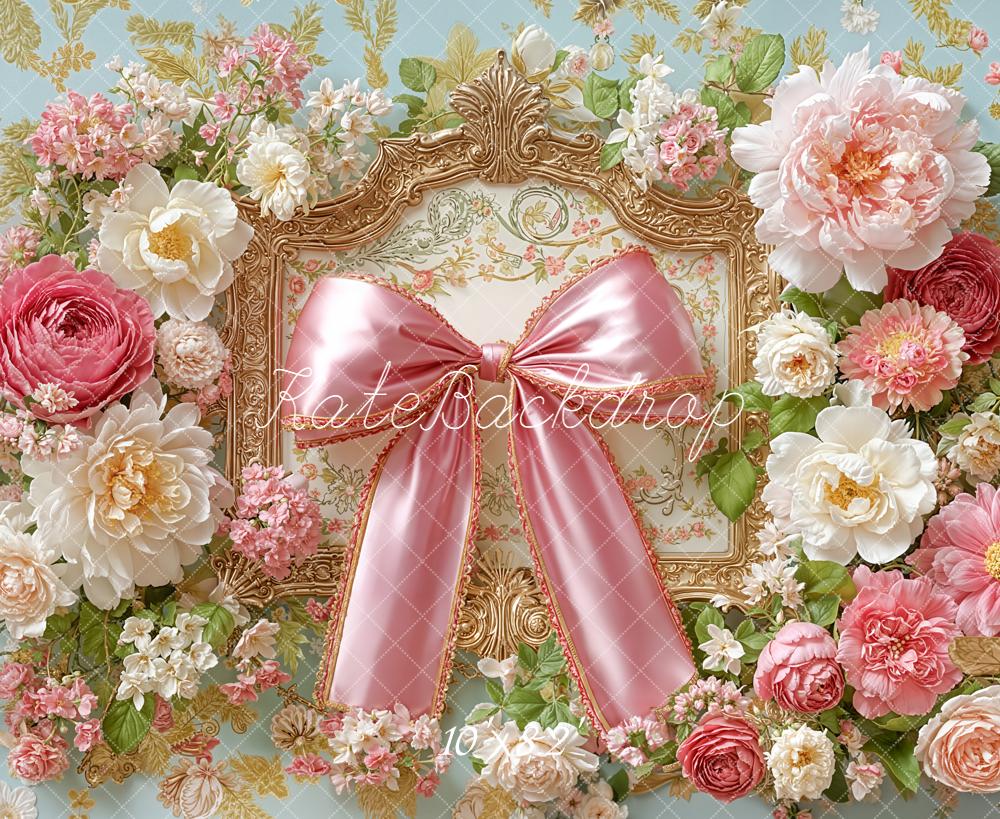 Kate Flower Pink Bow Backdrop Designed by Emetselch