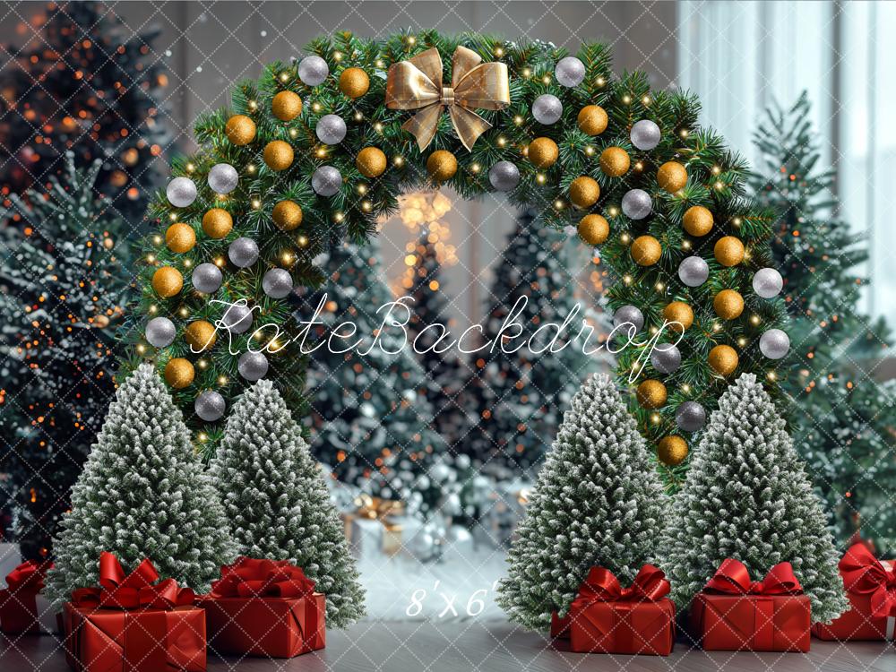 Kate Christmas Trees Arch Snowy Backdrop Designed by Mini MakeBelieve - Kate Backdrop AU