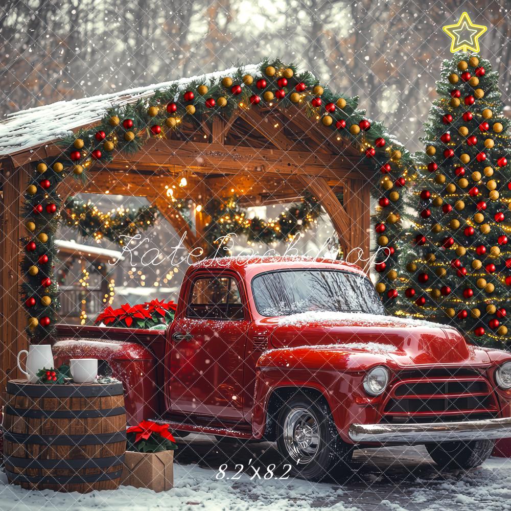 Kate Christmas Red Truck Backdrop Designed by Mini MakeBelieve - Kate Backdrop AU