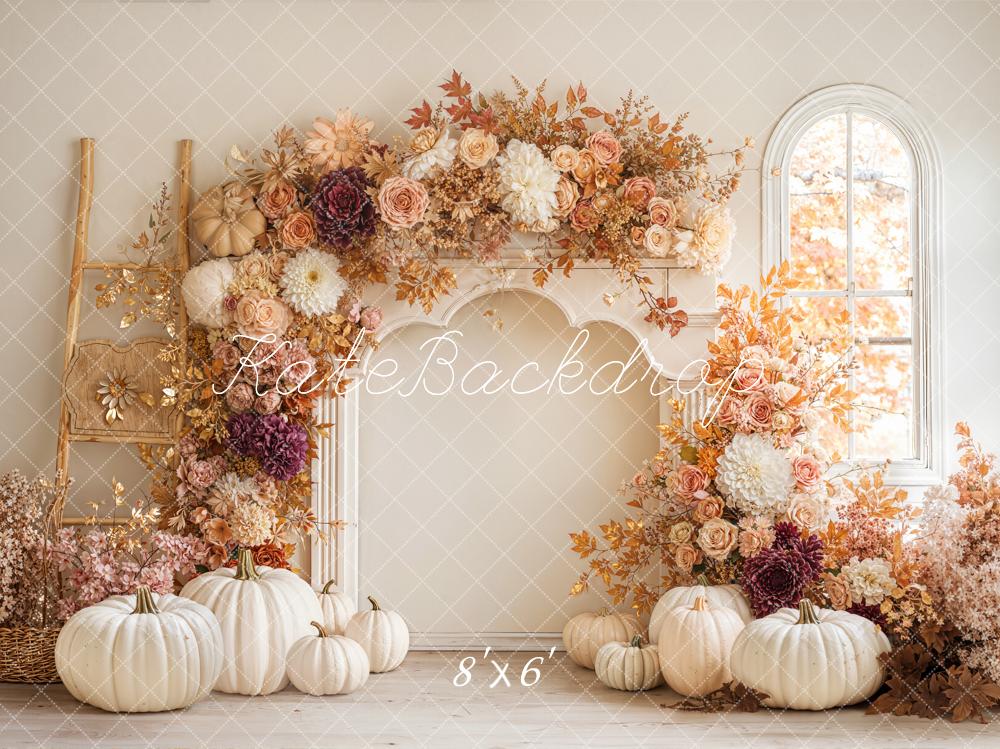 Kate Autumn Flower Arch Pumpkins Backdrop Designed by Emetselch