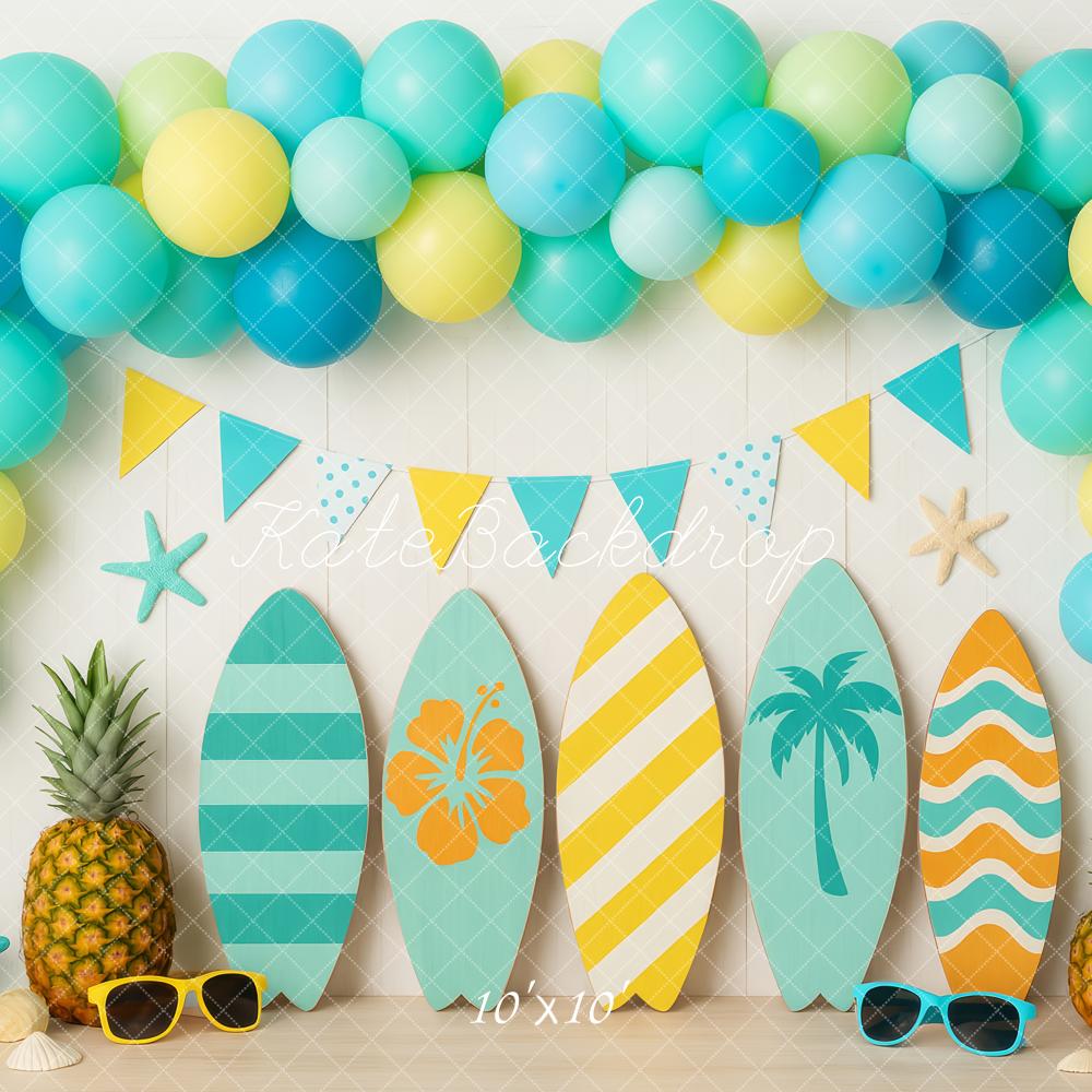 Kate Summer Surfboards Balloons Tropical Backdrop Designed by Patty Roberts