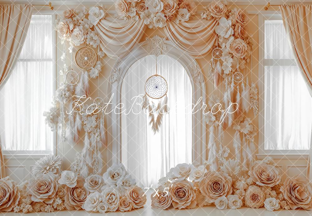 Kate Boho Flower Arch Dreamcatcher Curtains Backdrop Designed by Mini MakeBelieve