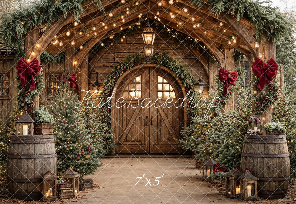 Kate Christmas Wooden Barrels Backdrop Designed by Emetselch - Kate Backdrop AU