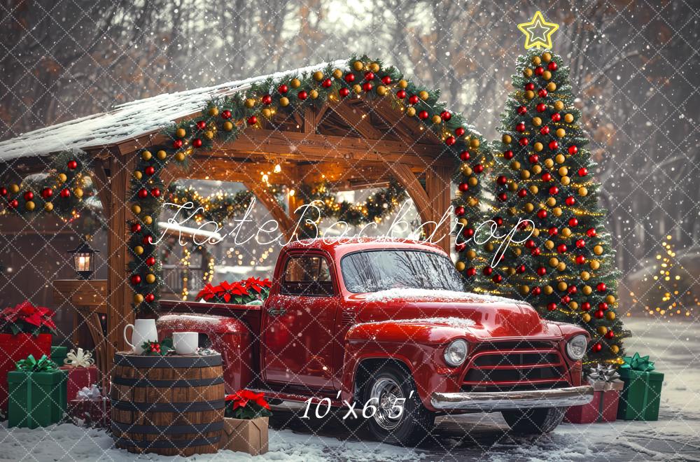 Kate Christmas Red Truck Backdrop Designed by Mini MakeBelieve - Kate Backdrop AU
