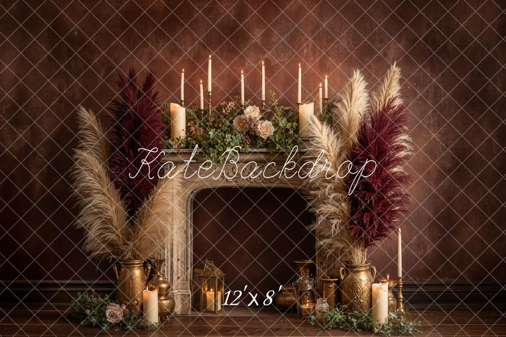 Kate Mantel Candles Pampas Grass Fleece Backdrop Designed by Emetselch