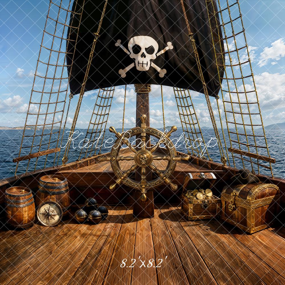 Kate Pirate Ship Wheel Treasure Chest Backdrop Designed by Emetselch