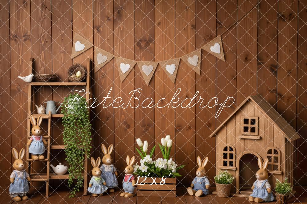 Kate Easter Bunny Dolls Wooden Wall Backdrop Designed by Patty Roberts