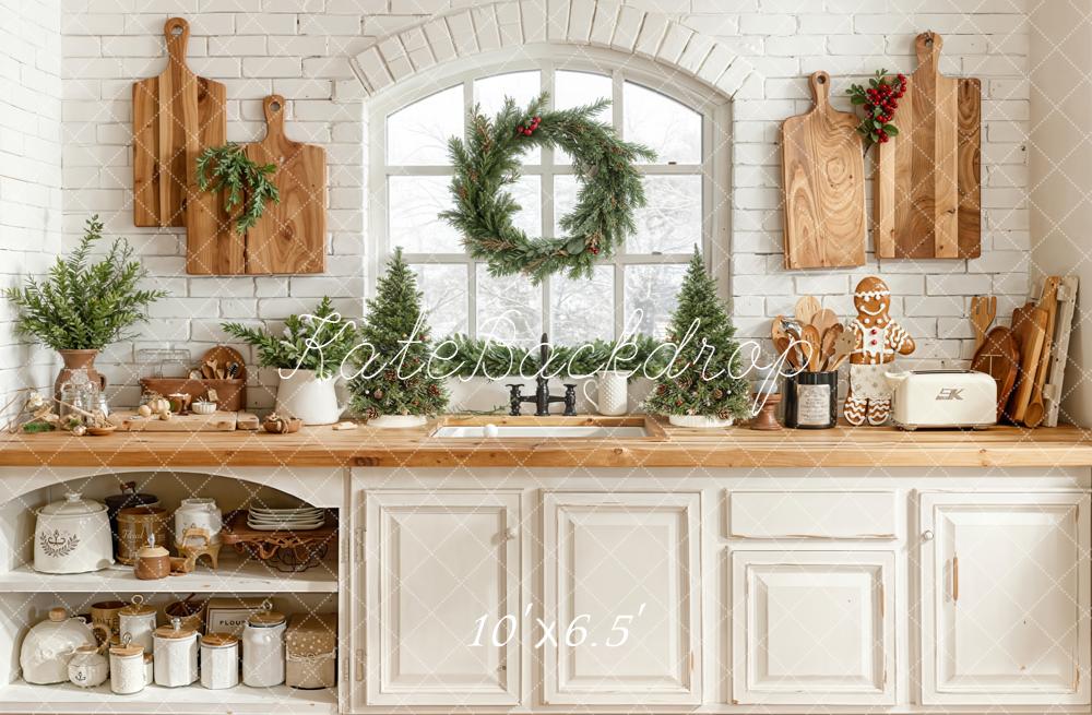 Kate Christmas Kitchen Wreath Cutting Boards Backdrop Designed by Emetselch